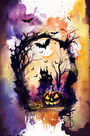 Halloween watercolor abstract background for business designの写真素材