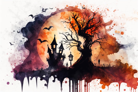 Halloween watercolor abstract background for business designの写真素材