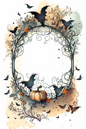Watercolor Halloween decorative ornate frameの写真素材