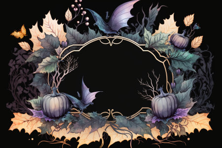 Watercolor Halloween decorative ornate frameの写真素材