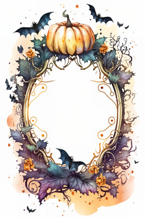Watercolor Halloween decorative ornate frameの写真素材