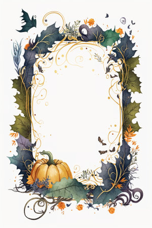 Watercolor Halloween decorative ornate frameの写真素材