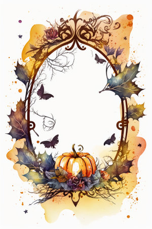 Watercolor Halloween decorative ornate frameの写真素材