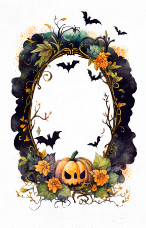 Watercolor Halloween decorative ornate frameの写真素材