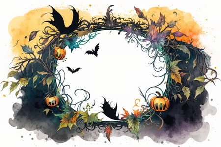 Watercolor Halloween decorative ornate frameの写真素材