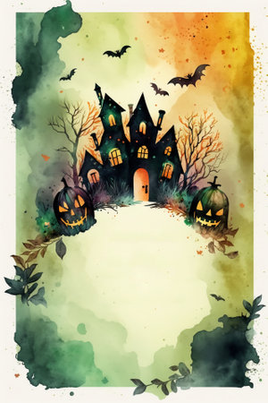 Watercolor Halloween decorative ornate frameの写真素材