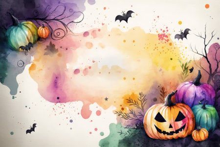 Watercolor Halloween decorative ornate frameの写真素材