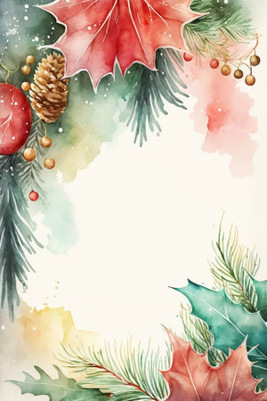 Watercolor Christmas abstract templates. Universal Winter, Generative AIの素材