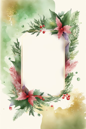 Watercolor Christmas abstract templates. Universal Winter, Generative AIの素材