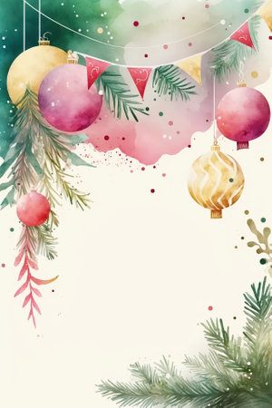 Watercolor Christmas abstract templates. Universal Winter, Generative AIの素材