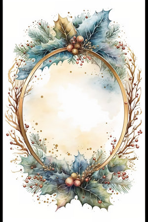 Watercolor Christmas abstract templates. Universal Winter, Generative AIの素材