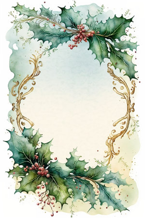 Watercolor Christmas abstract templates. Universal Winter, Generative AIの素材