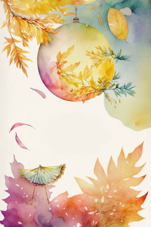 Mid-Autumn Festival watercolor abstract background for businesの写真素材