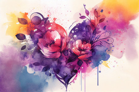 Watercolor painting for Womens Day love flowers Business Designの写真素材