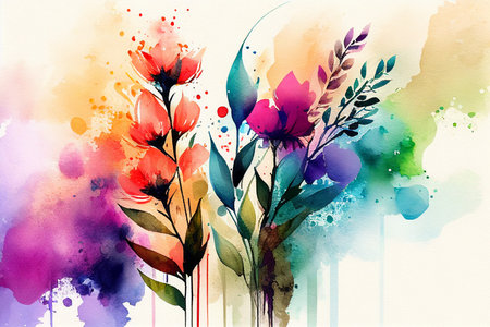 Watercolor painting for Womens Day love flowers abstract backgroundの写真素材