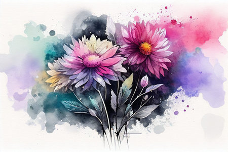 Watercolor painting for Womens Day love flowers abstract backgroundの写真素材
