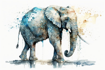Watercolor elephant illustration white background