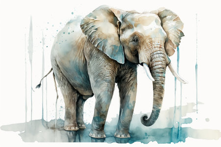 Watercolor elephant illustration white backgroundの写真素材