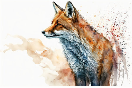 Watercolor fox illustration white background