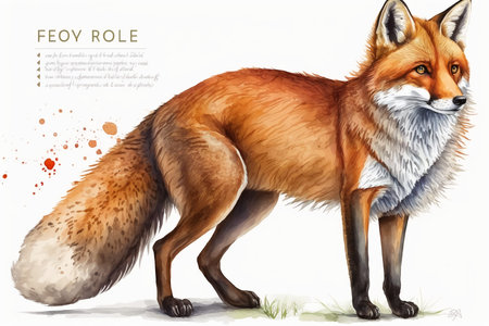 Watercolor fox illustration white background