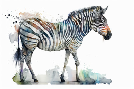 Watercolor zebra illustration white backgroundの写真素材