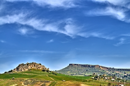 Ancient Dwellings Dug Into the Tuff Rock, Sicily, Italy, Europeの写真素材