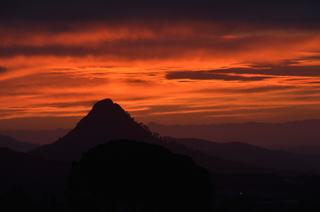 Picturesque Sicilian Sunrise, Mazzarino, Caltanissetta, Italy, Europeの写真素材