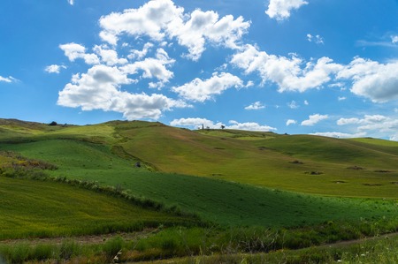 Green Sicilian Hills, Caltanissetta, Italy, Europeの写真素材