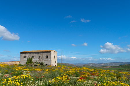 Picturesque Sicilian Scenery, Caltanissetta, Italy, Europeの写真素材