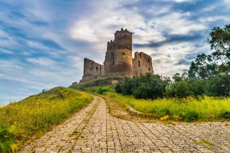 Picturesque Scenery at Mazzarino Medieval Castle, Caltanissetta, Sicily, Italy, Europeの写真素材