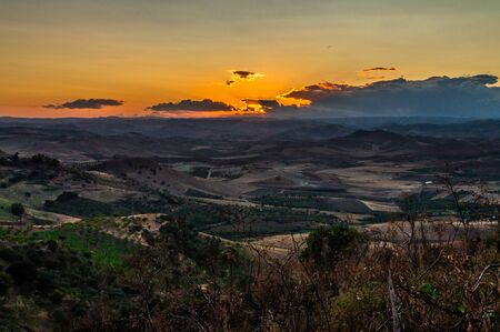 Beautiful Sunset, Mazzarino, Caltanissetta, Sicily, Italy, Europeの写真素材