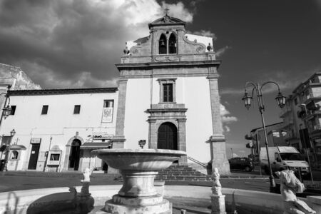 Regina Margherita Square with the Church of San Francesco in Barrafranca, Enna, Sicily, Italy, Europeの写真素材