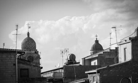 Rooftop of Barrafranca with the Belltower, Enna, Sicily, Itali, Europeの写真素材