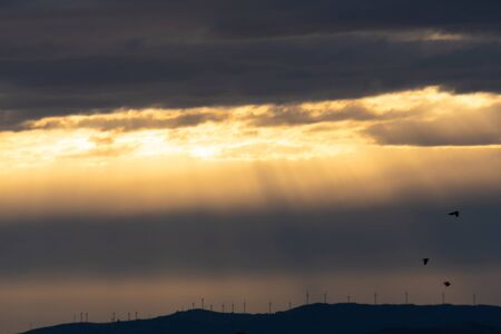 Beautiful Sunset in the Clouds, Sicily, Italy, Europeの写真素材