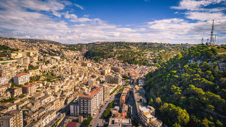 Beautiful View of Modica City Center frome Above, Ragusa, Sicily, Italy, Europeの写真素材