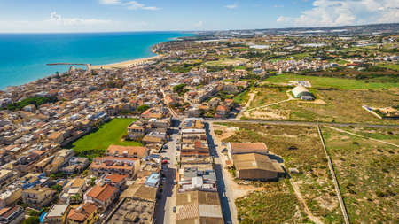 Amazing Panorama of Donnalucata from above, Scicli, Ragusa, Sicily, Italy, Europeの写真素材