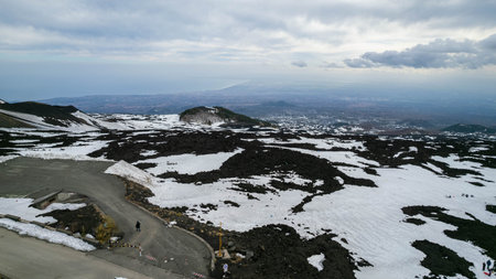 Aerial View of Mount Etna, Catania, Sicily, Italy, Europe, World Heritage Site