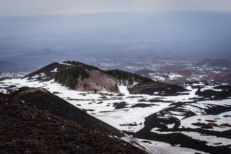 Panorama of Mount Etna, Catania, Sicily, Italy, Europe, World Heritage Siteの写真素材