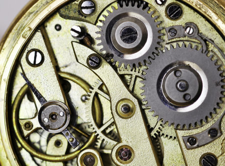 Close up of a clockwork mechanism.の写真素材