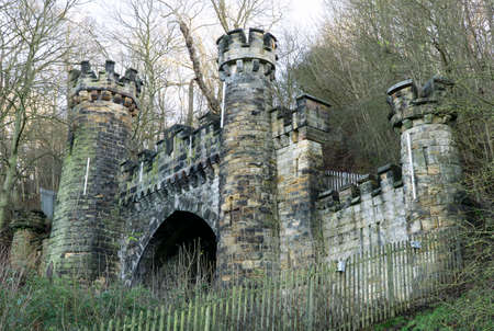Castle style railway tunnel portalの写真素材