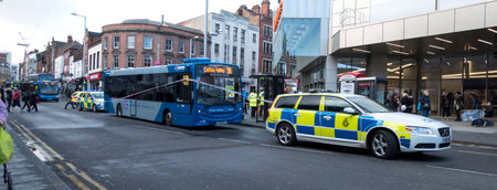 Police incident on a city streetのeditorial素材