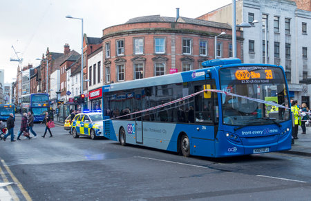 Police incident on a city streetのeditorial素材
