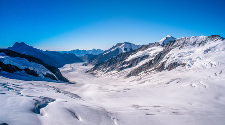 Aletsch glacier - ice landscape in Alps of Switzerland, Europeの写真素材
