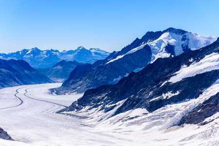 Aletsch glacier - ice landscape in Alps of Switzerland, Europeの写真素材