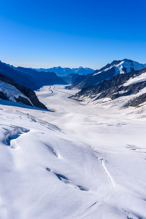 Aletsch glacier - ice landscape in Alps of Switzerland, Europeの写真素材