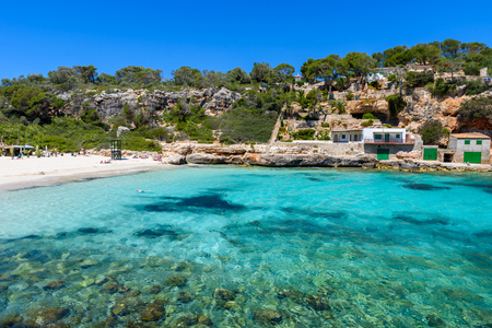 Cala Llombards - beautiful beach in bay of Mallorca, Spainの写真素材
