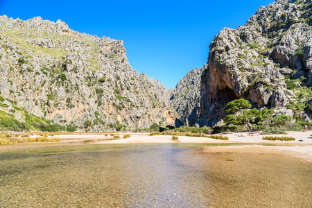 Torrent de Pareis - canyon with beautiful beach on Mallorca, Spainの写真素材