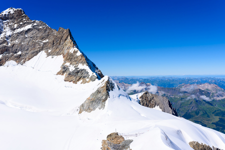 Jungfrau mountain - View of the mountain Jungfrau in the Bernese Alps in Switzerland - travel destination in Europeの写真素材