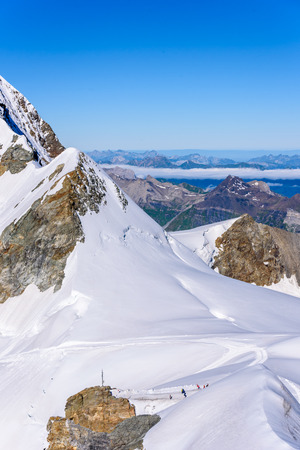 View from Jungfraujoch platform to the Bernese Alps in Switzerland - travel destination in Europeの写真素材