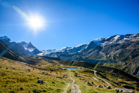 Stellisee - beautiful lake at Matterhorn - Zermatt, Switzerlandの写真素材